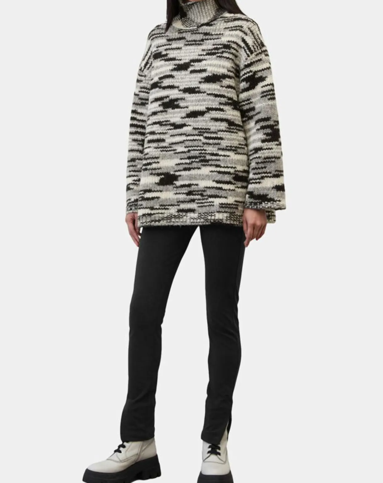 Pull en Laine & Alpaga mélangés noir/gris-Marc O'Polo Outlet