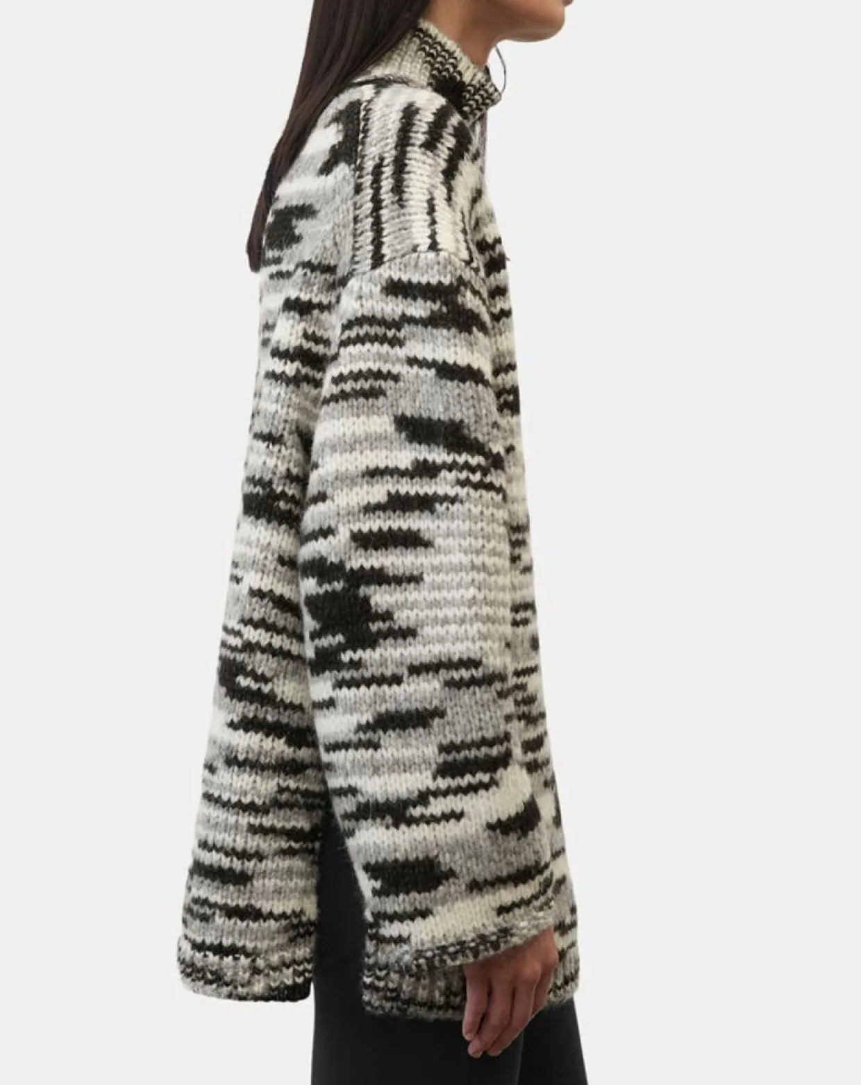 Pull en Laine & Alpaga mélangés noir/gris-Marc O'Polo Outlet