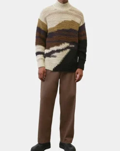 Homme Marc O'Polo Pulls^Pull en Laine & Alpaga mélangés jacquard Paysage chocolat