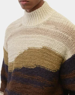 Homme Marc O'Polo Pulls^Pull en Laine & Alpaga mélangés jacquard Paysage chocolat