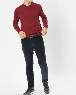 Pull en Laine & Cachemire mélangés col rond bordeaux-Hackett London Best