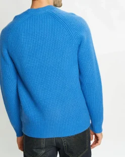 Pull en Laine & Cachemire Noterond col rond bleu-Galeries Lafayette Discount