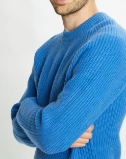 Pull en Laine & Cachemire Noterond col rond bleu-Galeries Lafayette Discount