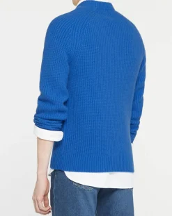 Pull en Laine & Cachemire Noterond col rond bleu-Galeries Lafayette Discount