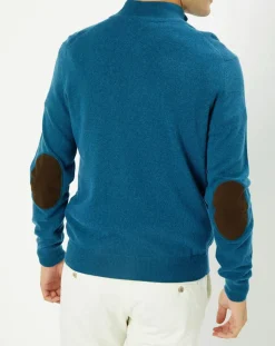 Pull en Laine & Cachemire mélangés 1/2 zip bleu clair-Hackett London Online