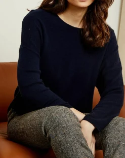 Femme Miss Cashmere Pulls^Pull en Laine & Cachemire Clémence Col rond bleu marine
