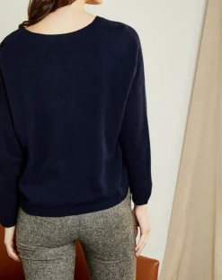 Femme Miss Cashmere Pulls^Pull en Laine & Cachemire Clémence Col rond bleu marine