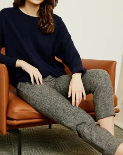 Femme Miss Cashmere Pulls^Pull en Laine & Cachemire Clémence Col rond bleu marine