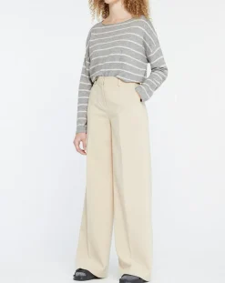 Femme Yerse Pulls^Pull en Laine & Cachemire mélangé Julianne à rayures gris/blanc