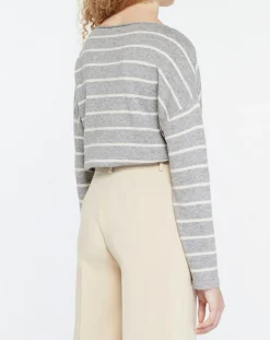 Femme Yerse Pulls^Pull en Laine & Cachemire mélangé Julianne à rayures gris/blanc