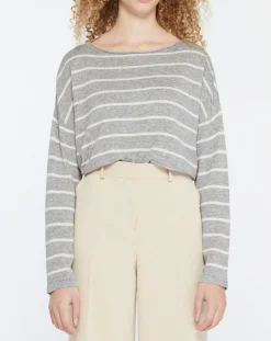 Femme Yerse Pulls^Pull en Laine & Cachemire mélangé Julianne à rayures gris/blanc