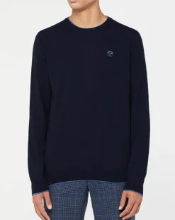 Pull en Laine & Cachemire mélangés col rond bleu marine-North Sails Outlet
