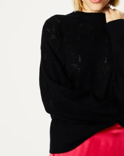 Femme Galeries Lafayette Pulls^Pull en Laine & Cachemire Foug ajouré col rond noir