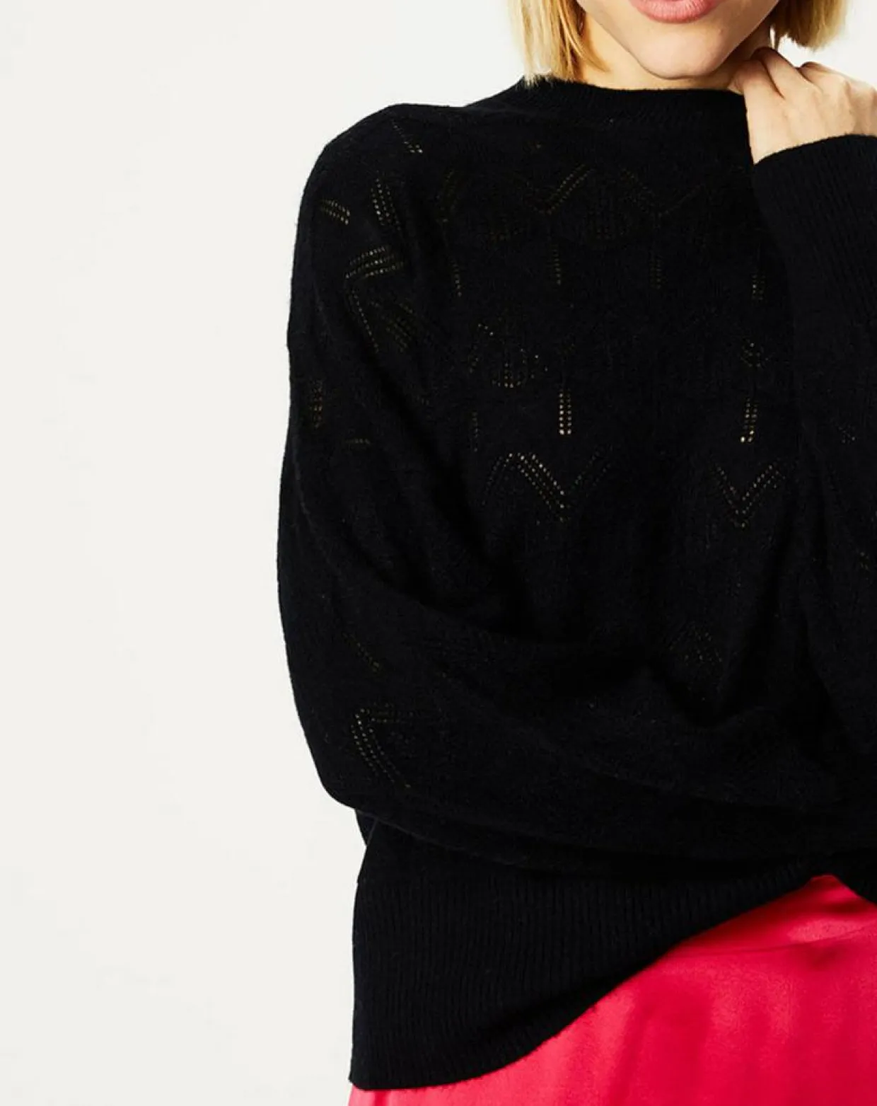 Femme Galeries Lafayette Pulls^Pull en Laine & Cachemire Foug ajouré col rond noir