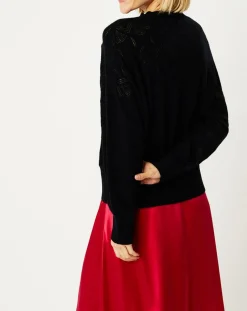 Femme Galeries Lafayette Pulls^Pull en Laine & Cachemire Foug ajouré col rond noir