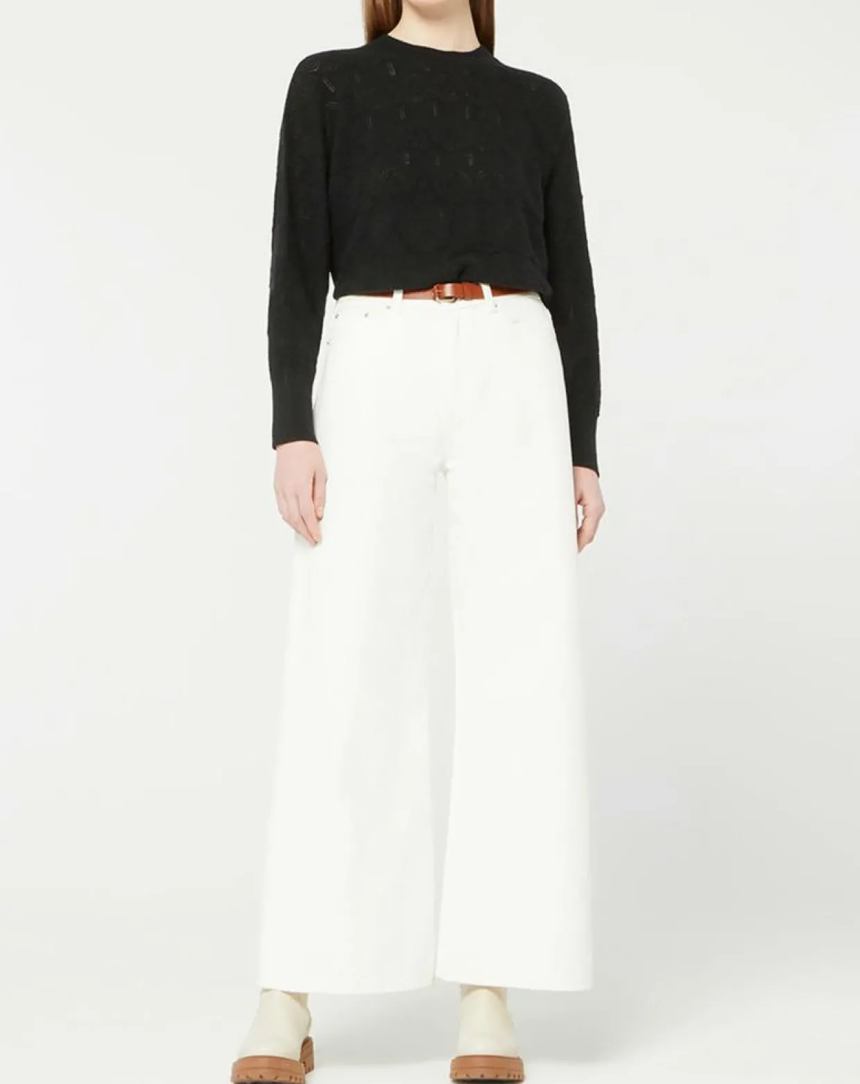 Femme Galeries Lafayette Pulls^Pull en Laine & Cachemire Foug ajouré col rond noir