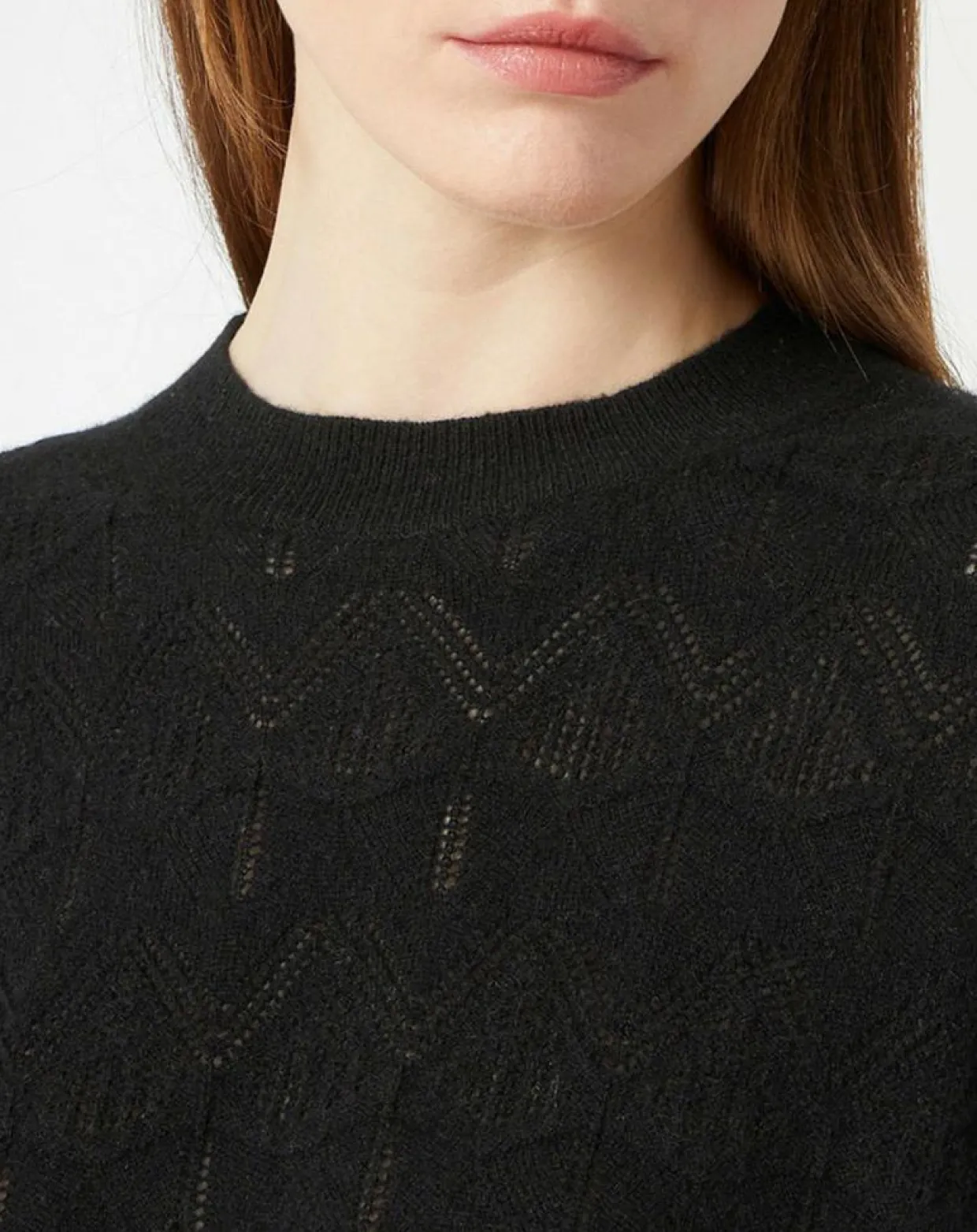 Femme Galeries Lafayette Pulls^Pull en Laine & Cachemire Foug ajouré col rond noir