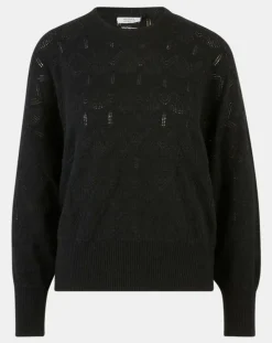 Femme Galeries Lafayette Pulls^Pull en Laine & Cachemire Foug ajouré col rond noir