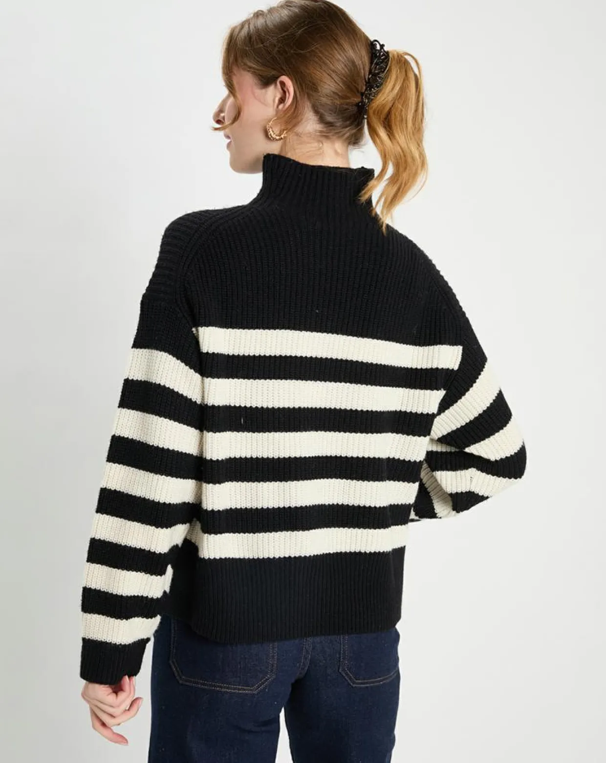 Femme Galeries Lafayette Pulls^Pull en Laine & Cachemire Sydney rayure noir