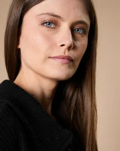 Pull en Laine & Cachemire mélangés Maia 1/2 zip noir-Oscar et Louise Hot