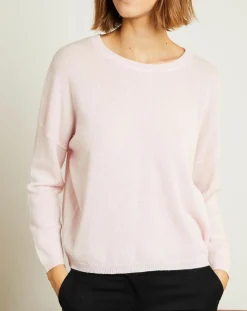 Pull en Laine & Cachemire Clémence Col rond rose poudré-Miss Cashmere Best