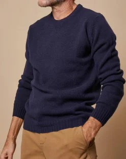 Homme Oscar et Louise Pulls^Pull en Laine & Cachemire Georges col rond bleu marine