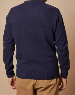 Homme Oscar et Louise Pulls^Pull en Laine & Cachemire Georges col rond bleu marine