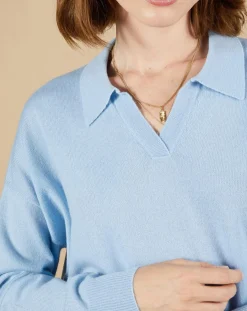 Pull en Laine & Cachemire Paloma col polo topaze-Cashmere Tribu Sale