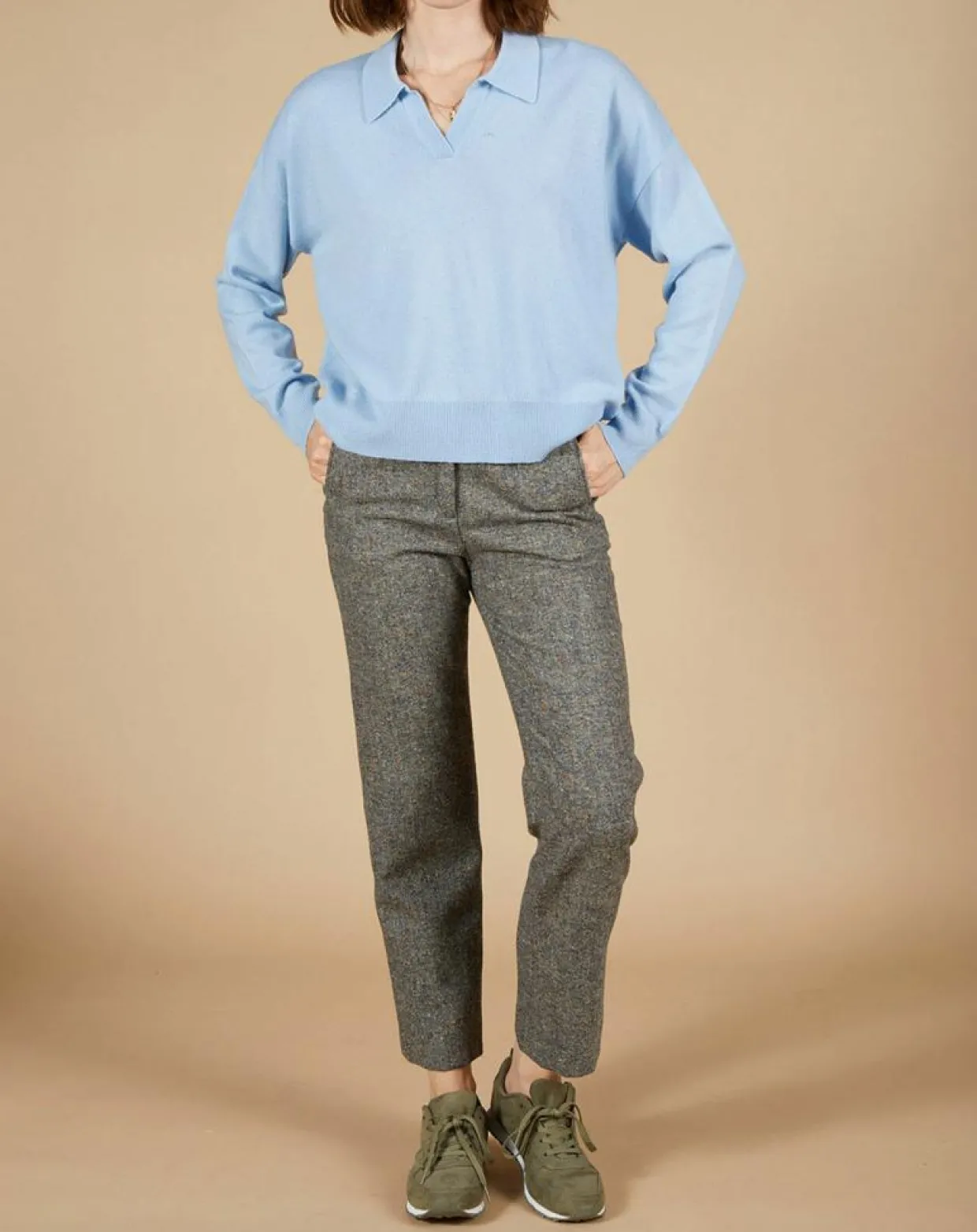 Pull en Laine & Cachemire Paloma col polo topaze-Cashmere Tribu Sale