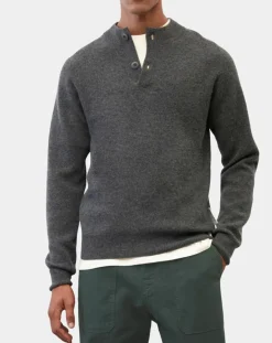 Homme Marc O'Polo Pulls^Pull en Laine & Coton à boutons gris