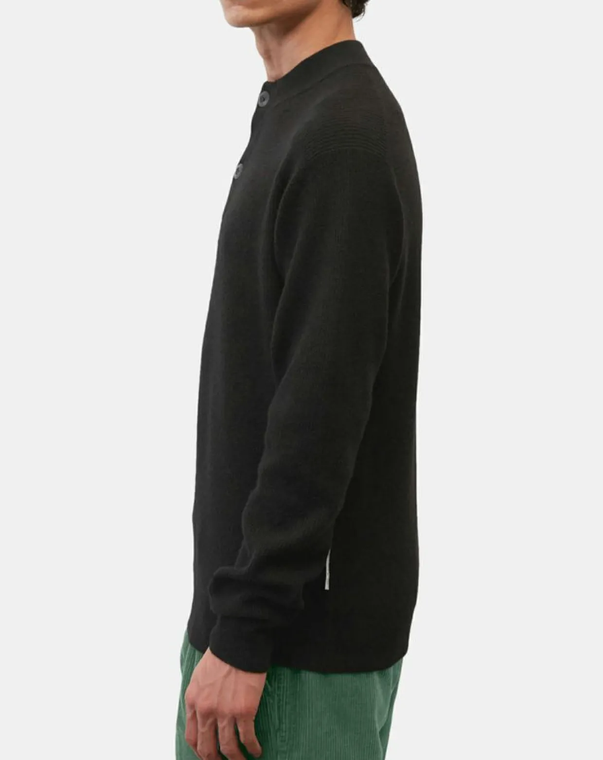 Pull en Laine & Coton à boutons noir-Marc O'Polo