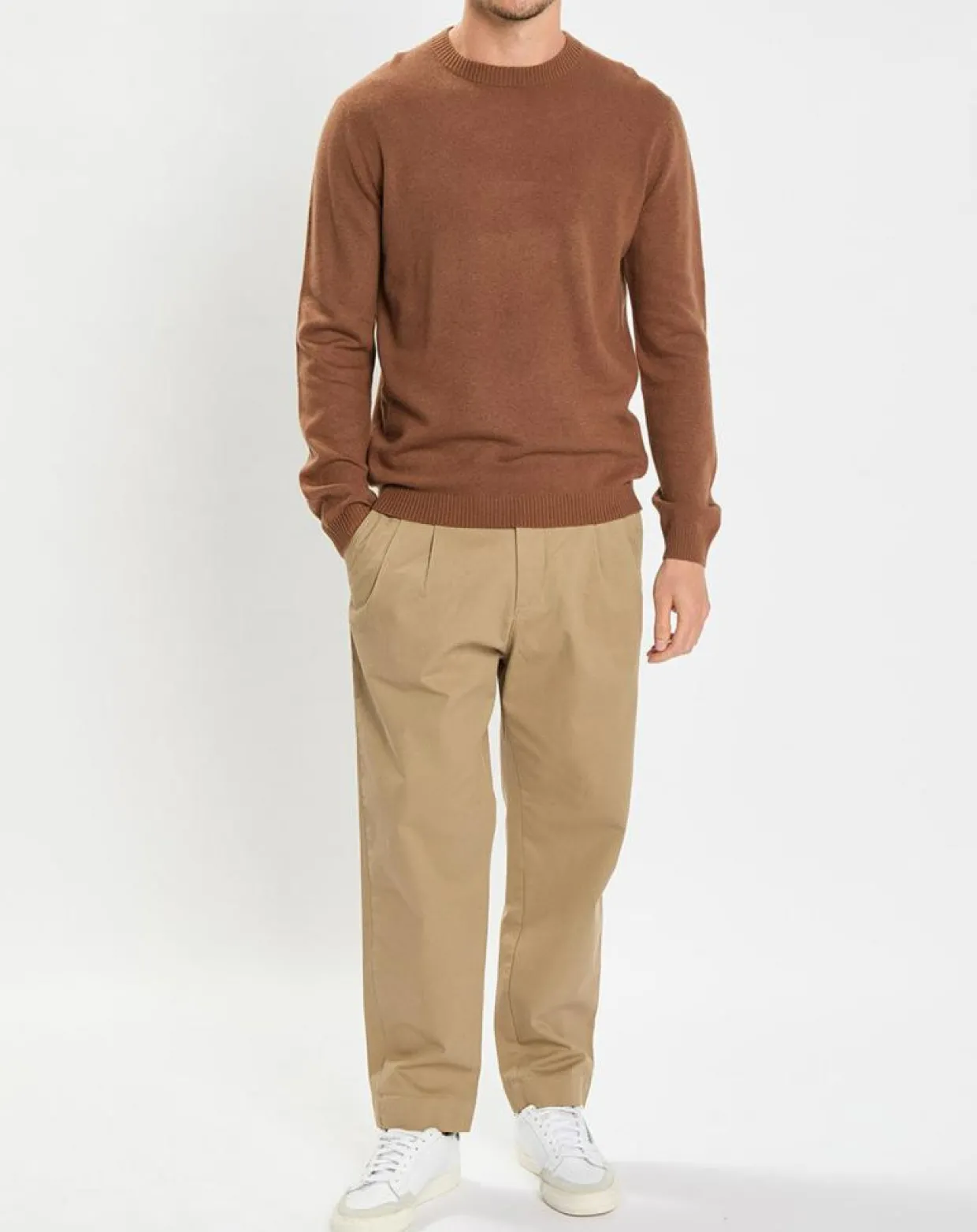 Homme Marc O'Polo Pulls^Pull en Laine & Coton marron