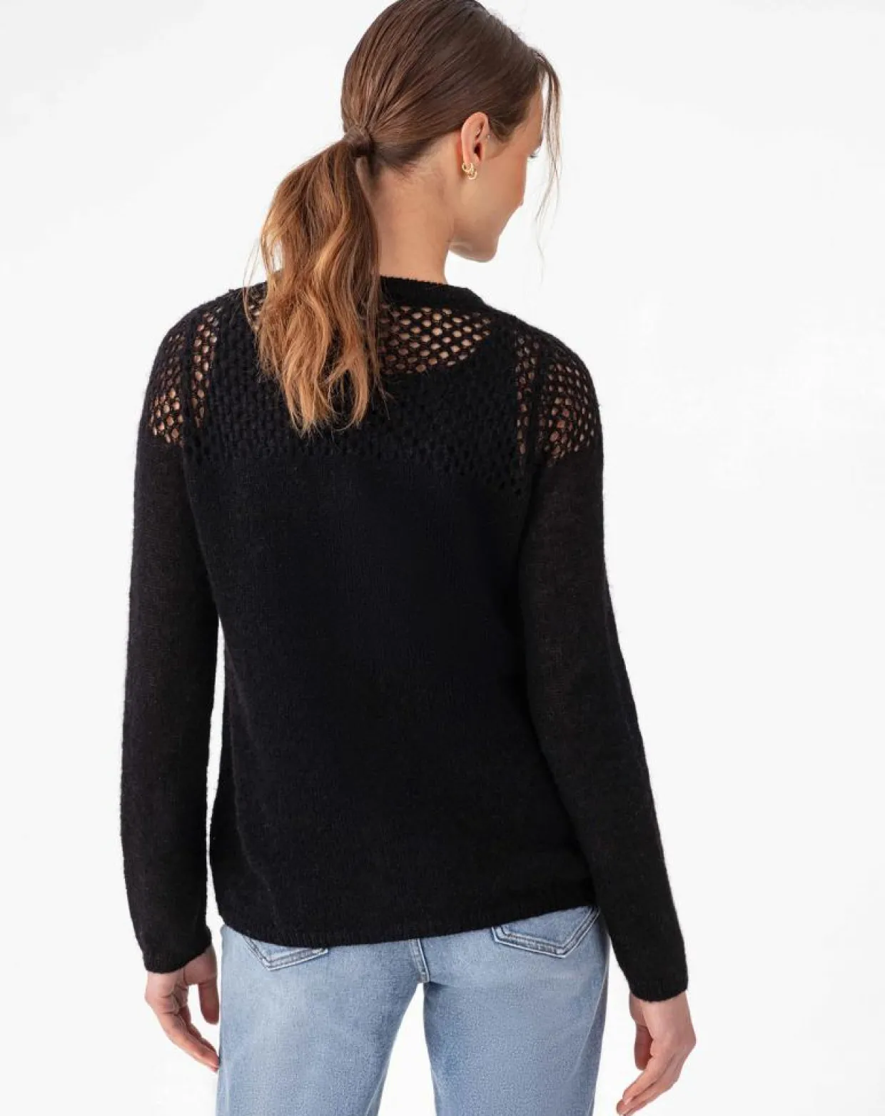 Pull en Laine & Mohair mélangés Cleo noir-Indies Sale