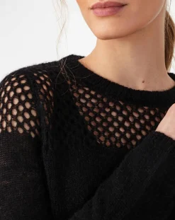 Pull en Laine & Mohair mélangés Cleo noir-Indies Sale