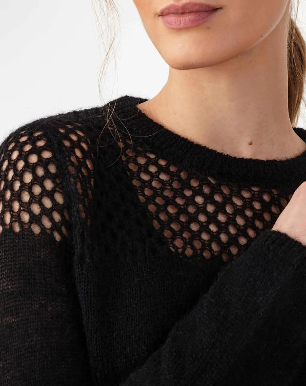 Pull en Laine & Mohair mélangés Cleo noir-Indies Sale