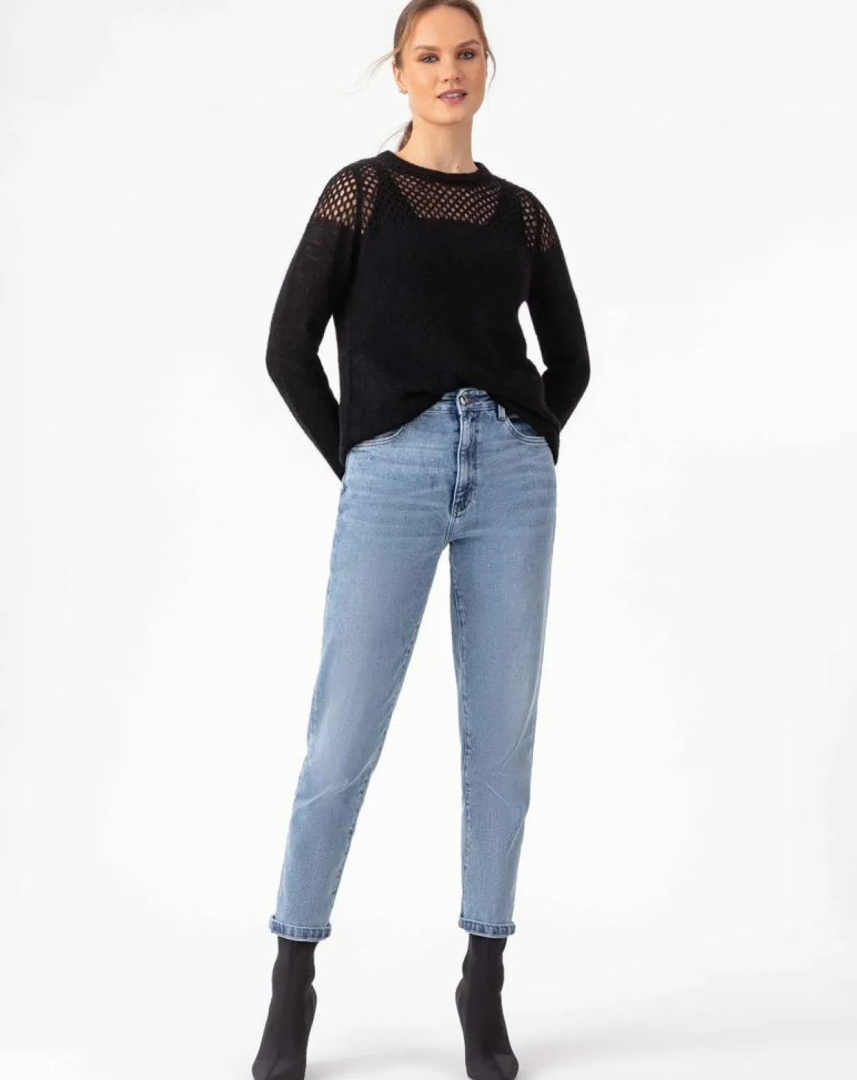 Pull en Laine & Mohair mélangés Cleo noir-Indies Sale
