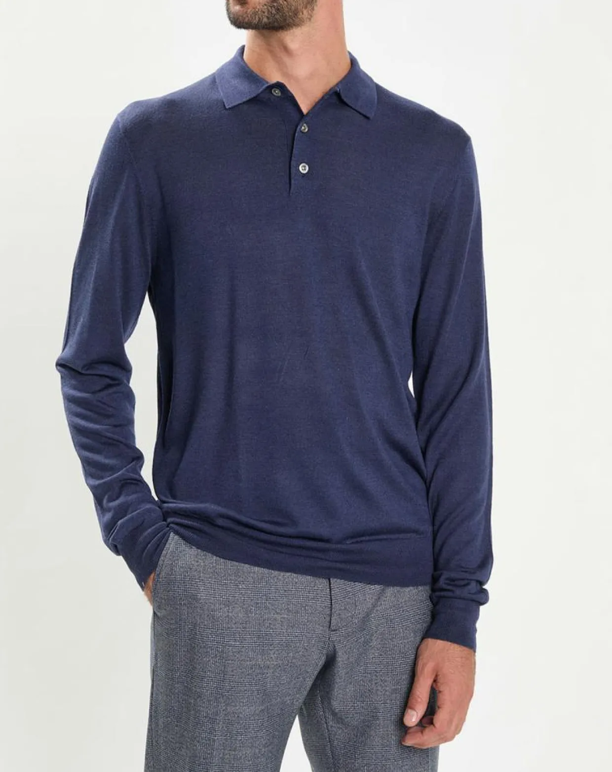 Homme Hackett London Pulls^Pull en Laine & Soie col polo bleu