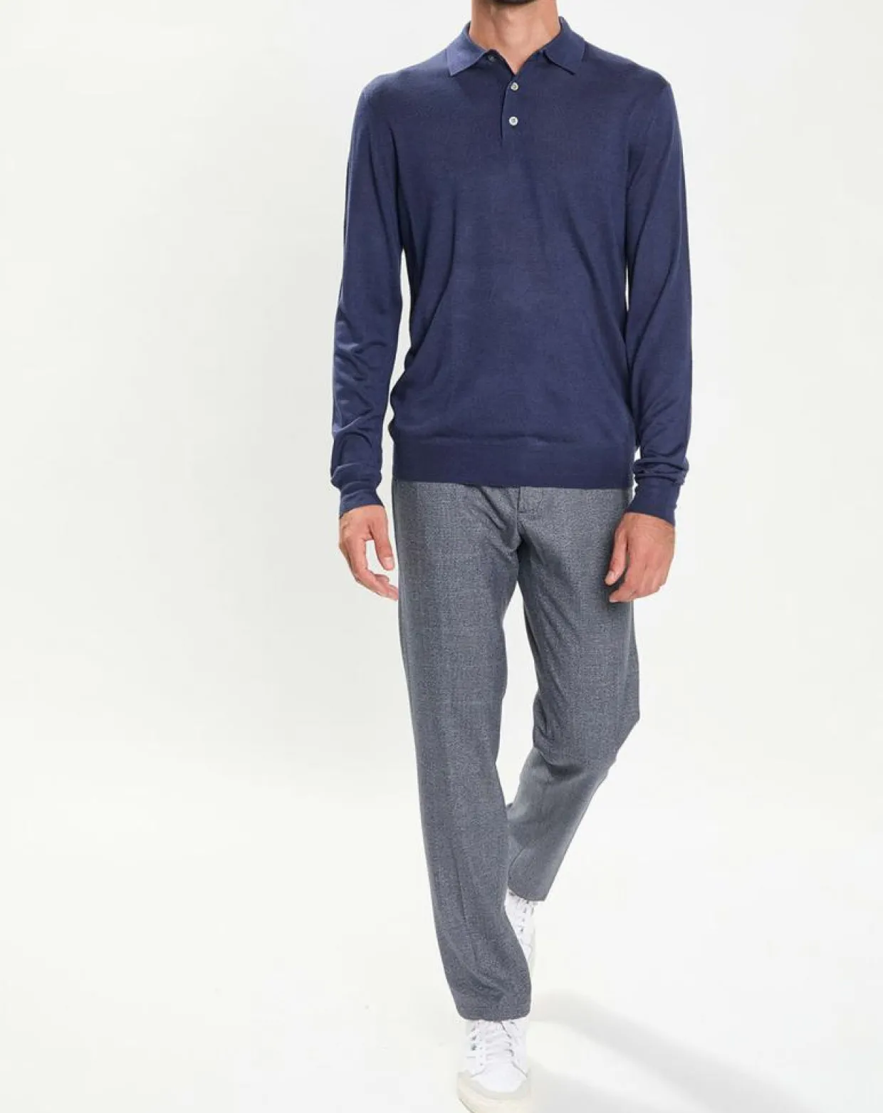 Homme Hackett London Pulls^Pull en Laine & Soie col polo bleu