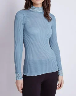Pull en Laine & Soie Suzie bleu-Mare New