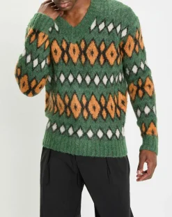 Homme Marc O'Polo Pulls^Pull en Laine, Alpaga & Mohair mélangés à motifs vert