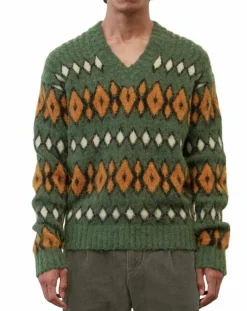 Homme Marc O'Polo Pulls^Pull en Laine, Alpaga & Mohair mélangés à motifs vert