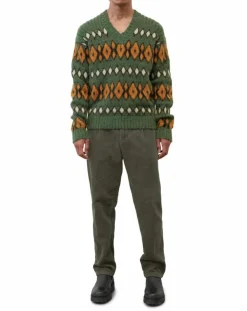 Homme Marc O'Polo Pulls^Pull en Laine, Alpaga & Mohair mélangés à motifs vert