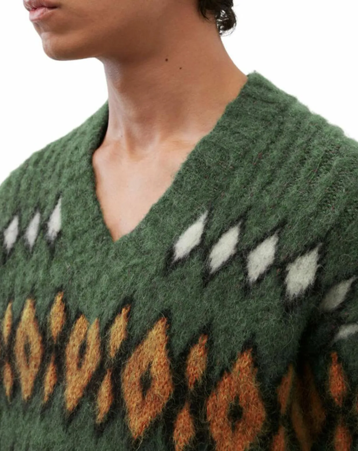 Homme Marc O'Polo Pulls^Pull en Laine, Alpaga & Mohair mélangés à motifs vert