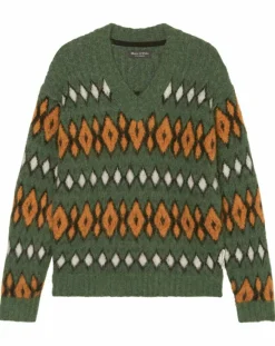 Homme Marc O'Polo Pulls^Pull en Laine, Alpaga & Mohair mélangés à motifs vert