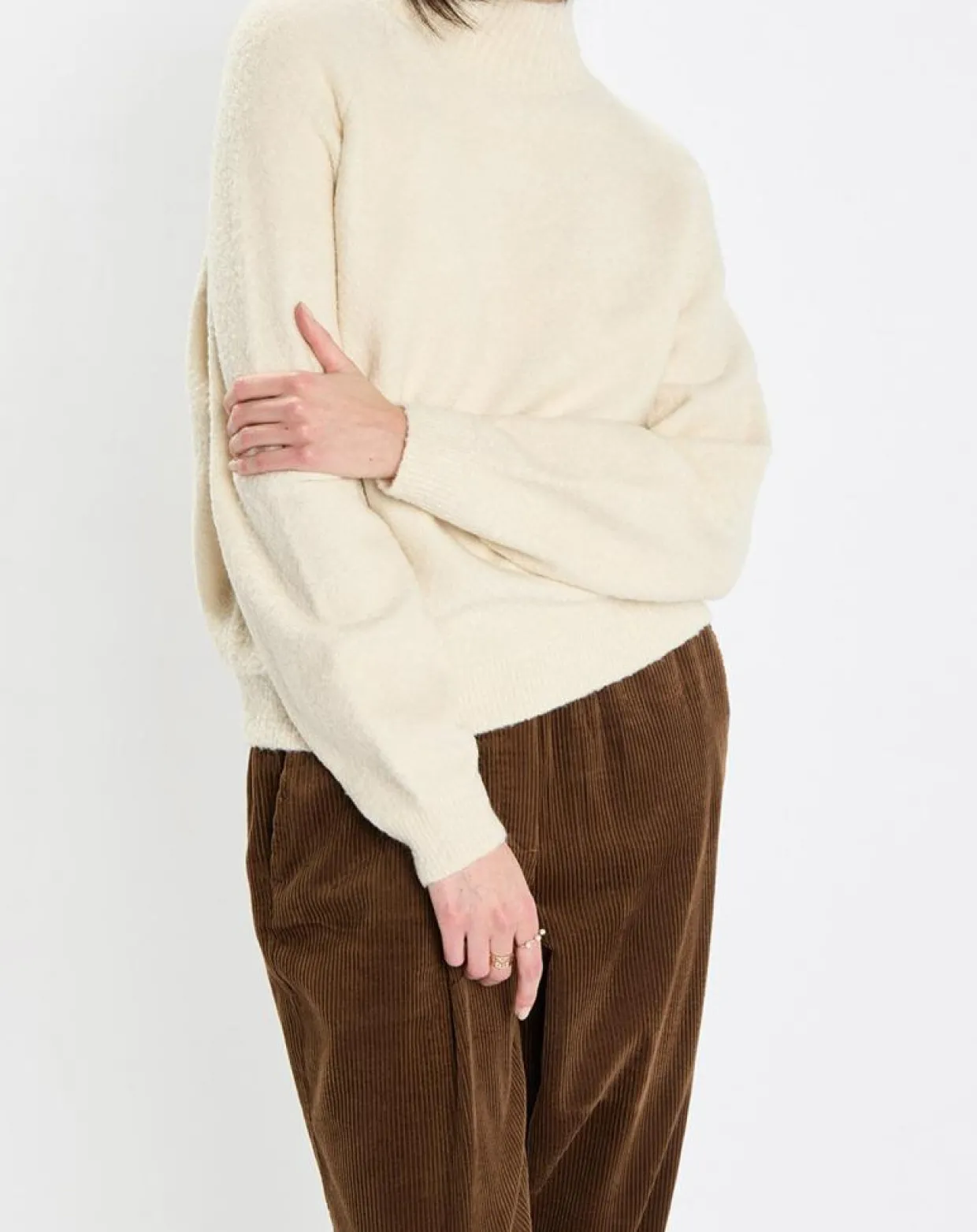 Femme Marc O'Polo Pulls^Pull en Laine bouclée col cheminé écru