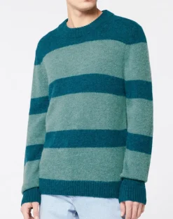 Pull en Laine mélangée Bold rayé bleu/vert-Galeries Lafayette New