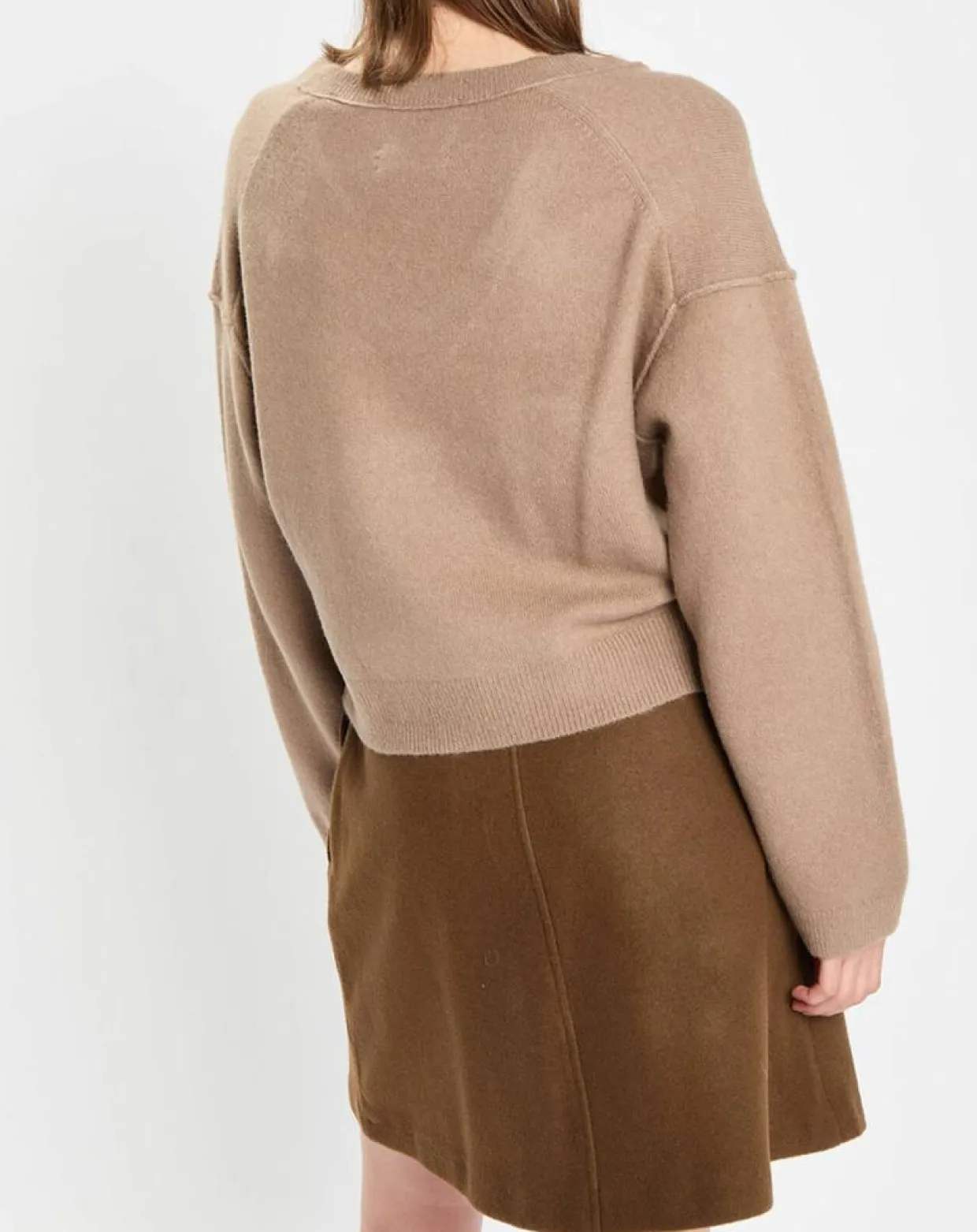 Femme Marc O'Polo Pulls^Pull en Laine mélangée col V marron clair