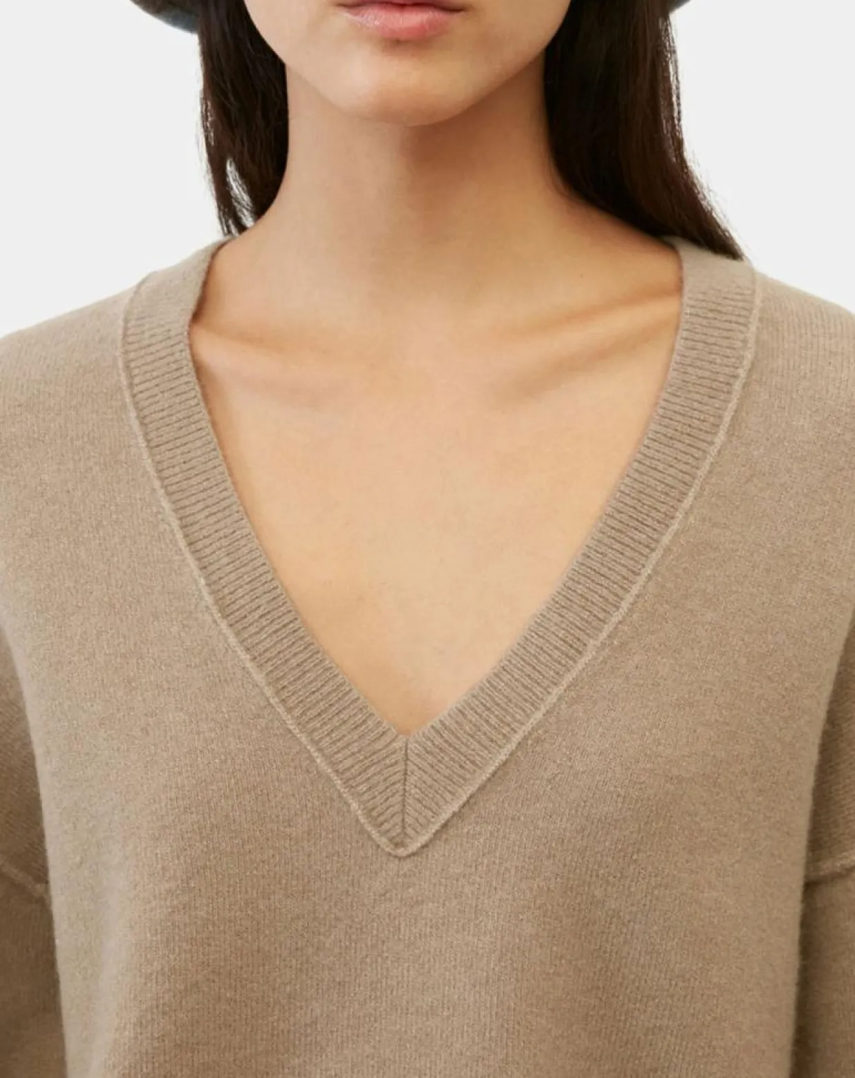 Femme Marc O'Polo Pulls^Pull en Laine mélangée col V marron clair