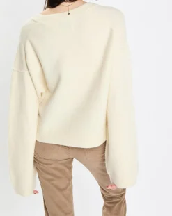 Pull en Laine mélangée col V écru-Marc O'Polo