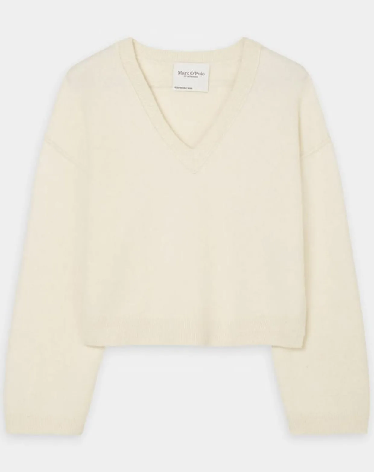Pull en Laine mélangée col V écru-Marc O'Polo